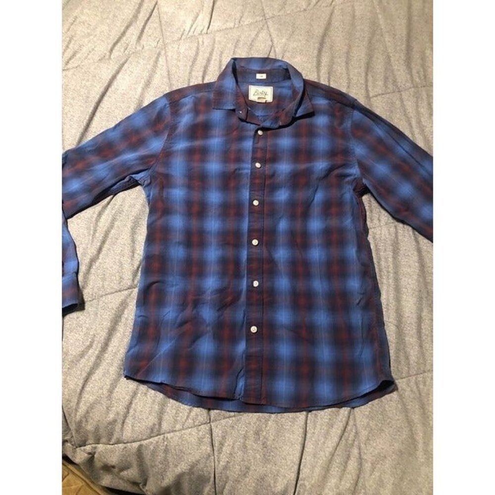 Bixby Nomad Plaid Button‎ Up Shirt Men's Slim Fit Blue Red Cotton Size S